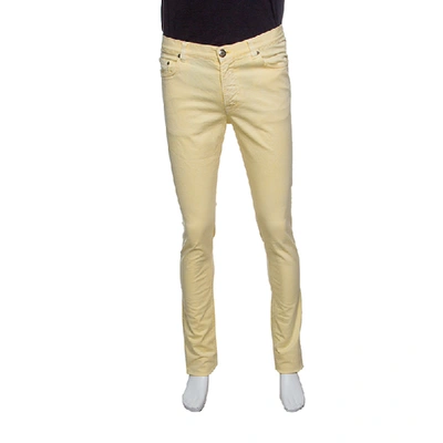 Pre-owned Etro Yellow Washed Effect Straight Fit Jeans S