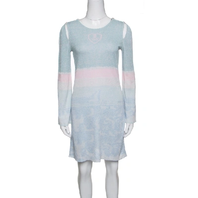 Pre-owned Chanel Pastel Lurex Knit Cutout Armhole Detail Long Sleeve Tunic M In Multicolor