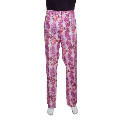 Pre-owned Etro Multicolor Floral Printed Linen Straight Fit Pants L