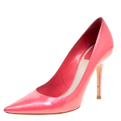 Pre-owned Dior Pink Patent Leather Pointed Toe Pumps Size 38