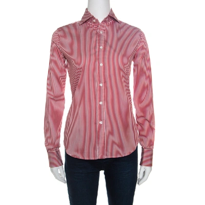 Pre-owned Ralph Lauren Red And White Striped Long Sleeve Button Front Shirt S