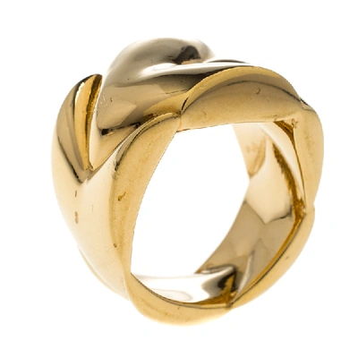 Pre-owned Louis Vuitton Gold Tone Chunky Ring Size 57