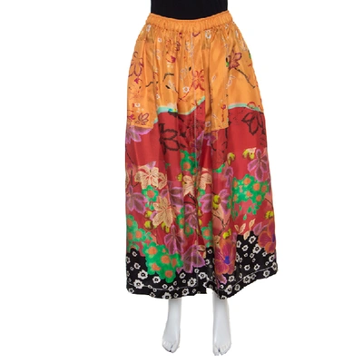 Pre-owned Etro Multicolor Floral Printed Silk Maxi Skirt M