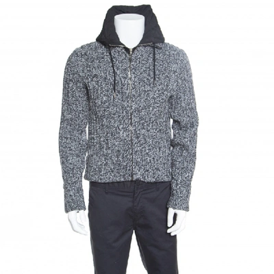 Pre-owned Dolce & Gabbana Grey Melange Wool Quilted Vest Underlay Zip Front Hooded Jacket S