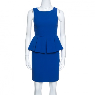 Pre-owned Alice And Olivia June Cobalt Blue Sleeveless Peplum Dress S