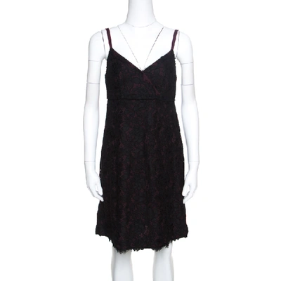 Pre-owned Dolce & Gabbana Black Floral Lace Sleeveless Dress M