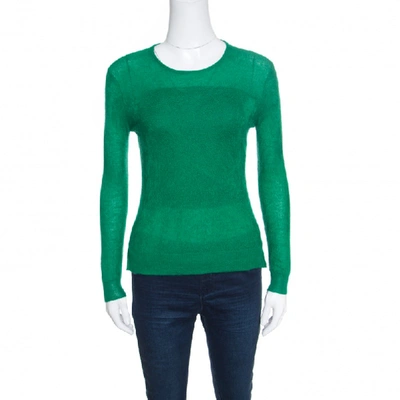 Pre-owned Chloé Emerald Green Tea Cashmere And Silk Textured Sweater S