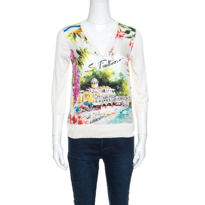 Pre-owned Dolce & Gabbana Multicolor Portofino Printed Silk Sweater S