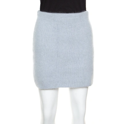 Pre-owned Balmain Powder Blue Angora Wool Mini Skirt S