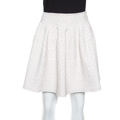 Pre-owned Alaïa Beige Lurex Jacquard Patterned High Waist Mini Skirt M