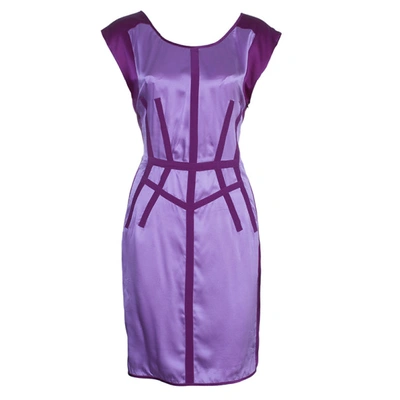 Pre-owned Narciso Rodriguez Purple Satin Panel Shift Dress M