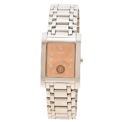 Pre-owned Fendi Metallic Pink Stainless Steel 7000g Men's Wristwatch 27 Mm In Silver