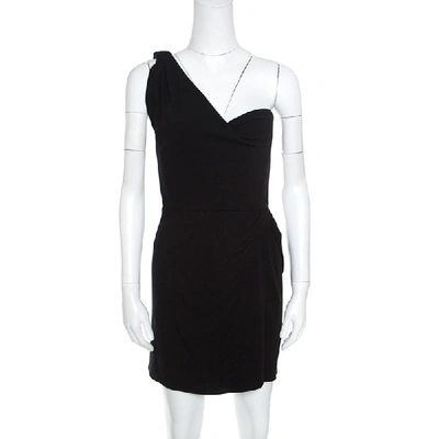 Pre-owned Issa Black Silk Jersey One Shoulder Draped Mini Dress M