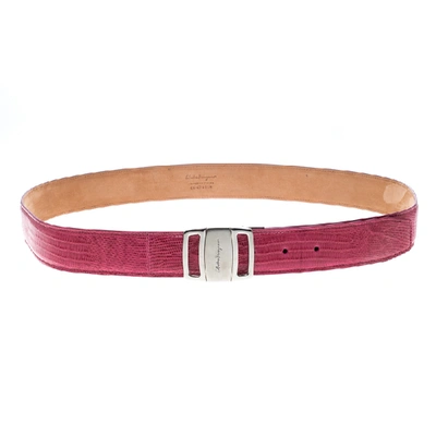 Pre-owned Ferragamo Pink Lizard Adjustable Buckle Belt 105cm