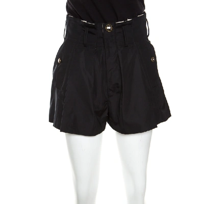 Pre-owned Balenciaga Black Paper Bag Waist Pleat Front Shorts M