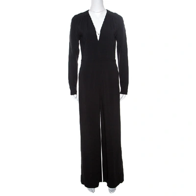 Pre-owned Stella Mccartney Black Gathered Shoulder Detail Long Sleeve Jumpsuit S