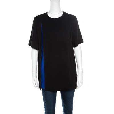 Pre-owned Alexander Wang Black And Blue Crepe Contrast Layered Tunic S