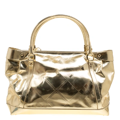 Pre-owned Burberry Metallic Gold Leather Tote