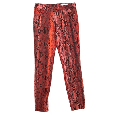 Pre-owned Just Cavalli Red Python Printed Denim Skinny Jeans S