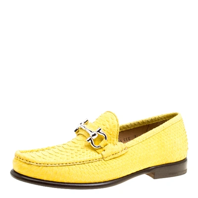 Pre-owned Ferragamo Yellow Python Mason Loafers Size 41