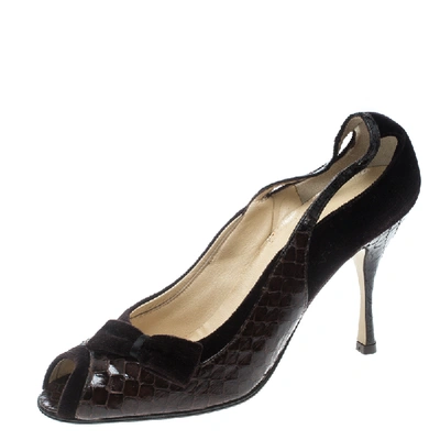 Pre-owned Dolce & Gabbana Brown Velvet And Python Pumps Size 38