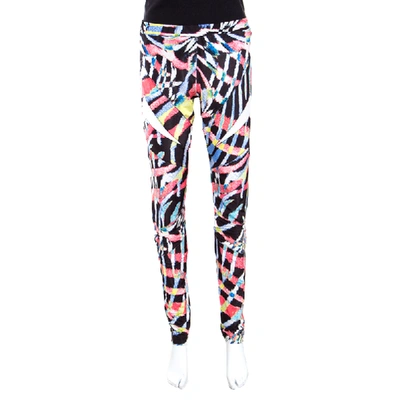 Pre-owned Just Cavalli Multicolor Printed Elasticized Waist Leggings L