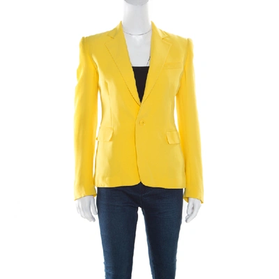 Pre-owned Ralph Lauren Collection Yellow Silk Crepe Keaton Jacket S
