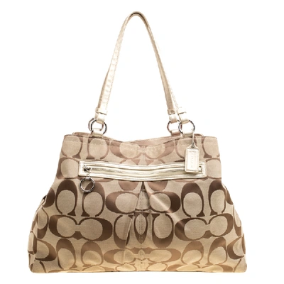 Pre-owned Coach Beige Signature Canvas Shopper Tote