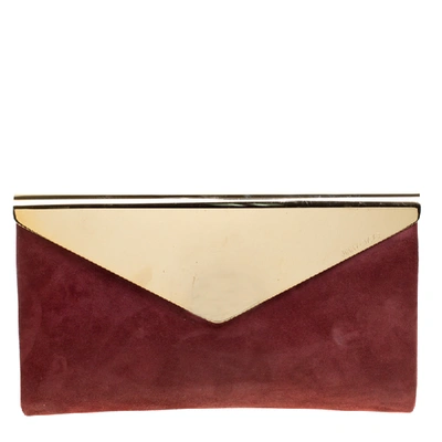 Pre-owned Jimmy Choo Burgundy Shimmering Leather Charlize Clutch