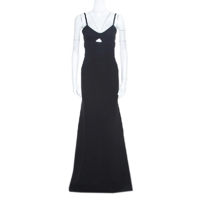 Pre-owned Victoria Beckham Black Double Crepe Cutout Detail Sleeveless Maxi Dress S