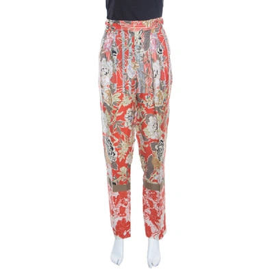 Pre-owned Etro Multicolor Floral Print High Waist Tapered Trousers M
