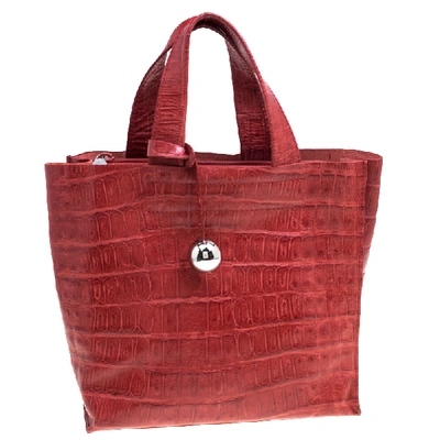 Furla croc embossed tote hotsell