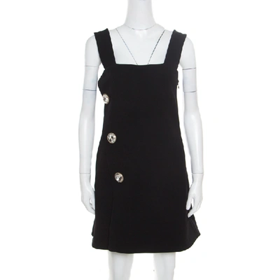 Pre-owned Marni Black Crepe Crystal Embellished Button Detail Pinafore Dress M