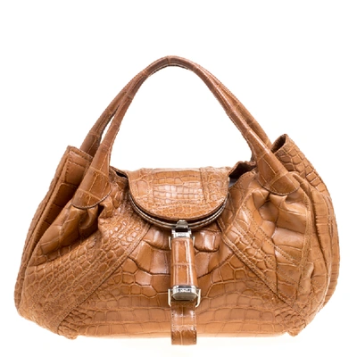 Pre-owned Fendi Brown Crocodile Spy Bag