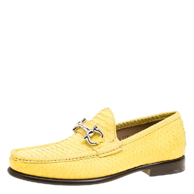 Pre-owned Ferragamo Yellow Python Mason Loafers Size 41