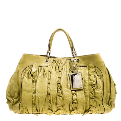 Pre-owned Dolce & Gabbana Olive Green Leather Miss Brooke Tote