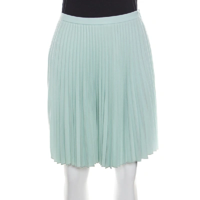 Pre-owned Christopher Kane Mint Green Wool Pleated Mini Skirt S