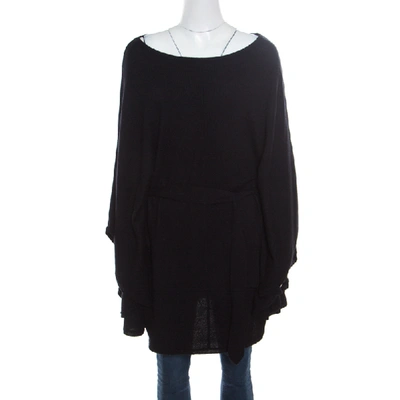Pre-owned Ralph Lauren Black Cashmere Belted Poncho S