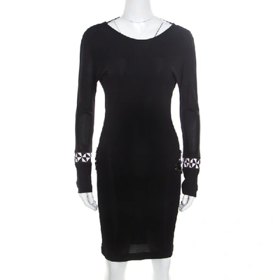 Pre-owned Emilio Pucci Black Knit Crystal Embellished Backless Sheath Dress S