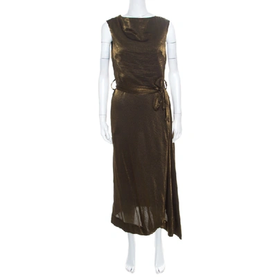 Pre-owned Vivienne Westwood Anglomnia Metallic Gold Asymmetric Hem Sleeveless Vasari Dress S