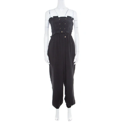 Pre-owned Temperley London Black Silk Criss Cross Detail Strapless Harem Jumpsuit S