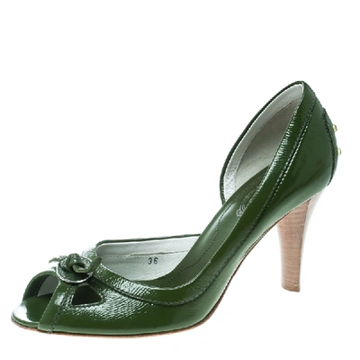 Pre-owned Tod's Olive Green Leather D'orsay Pumps Size 36