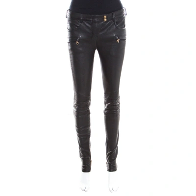 Pre-owned Balmain Black Skinny Leather Trousers S