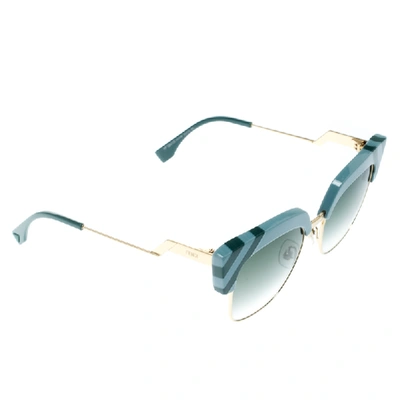 Pre-owned Fendi Azure Blue/ Green Gradient Ff 0241/s Waves Square Sunglasses