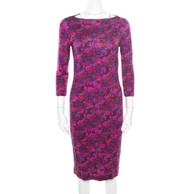 Pre-owned Erdem Multicolor Floral Printed Jersey Reese Dress M