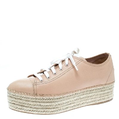 Pre-owned Miu Miu Dusty Pink Espadrille Platform Sneakers Size 40