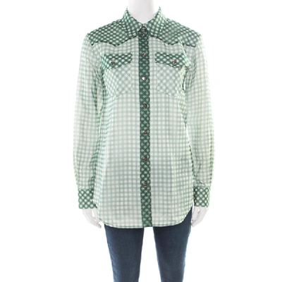 Pre-owned Marc Jacobs Green And White Checked Organza Long Sleeve Shirt S