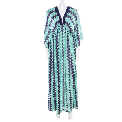 Pre-owned Missoni Mare Bicolor Chevron Patterned Knit Beach Cover Up Kaftan S In Multicolor
