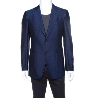 Pre-owned Tom Ford Royal Blue Silk Twill Tailored Blazer M