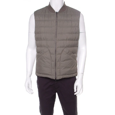 Pre-owned Brunello Cucinelli Bicolor Linen Wool Checked Sleeveless Reversible Puffer Jacket/vest L In Purple